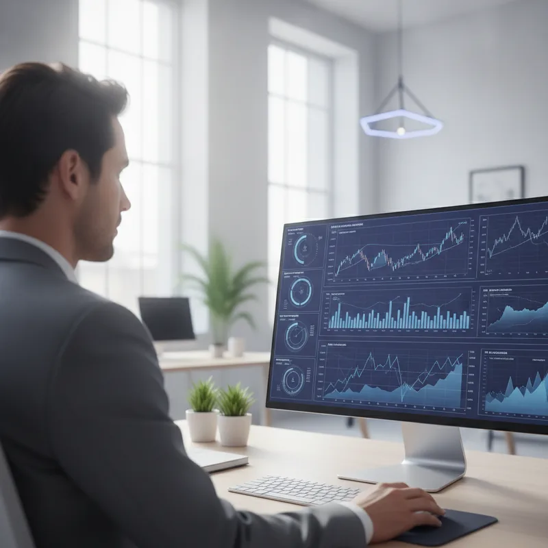 Focused investor reviewing a portfolio strategy on screen